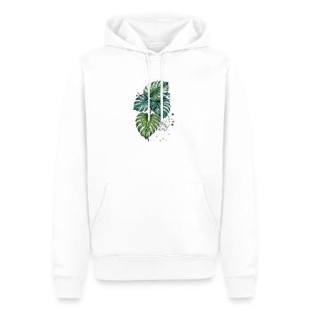 Monstera Bloom mit Splatter - Männer Premium Bio Hoodie - Weiß - Vorne - Nico (187cm)