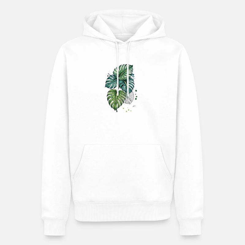 Monstera Bloom avec éclaboussures - Sweat à capuche Premium bio Homme - blanc
