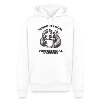Support Local Professional Nappers Funny Sloth - Men’s Premium Organic Hoodie - white - Front - Nico (187cm)