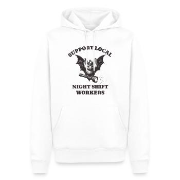 Support Local Night Shift Workers Lustiges Bat - Männer Premium Bio Hoodie - Weiß - Vorne - Nico (187cm)