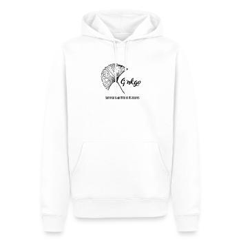 Citation sur la survie de la feuille de ginkgo - Sweat à capuche Premium bio Homme - blanc - Devant - Nico (187cm)
