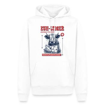 Funky Festivalgänger Shirt: echte Kuh Power - Männer Premium Bio Hoodie - Weiß - Vorne - Nico (187cm)