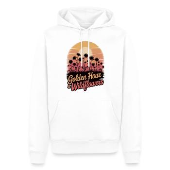 Sunset with wildflowers - Men’s Premium Organic Hoodie - white - Front - Nico (187cm)