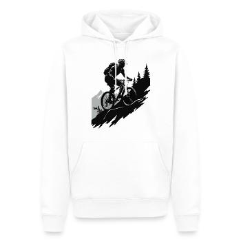 Aventure en VTT dans la nature - Sweat à capuche Premium bio Homme - blanc - Devant - Nico (187cm)