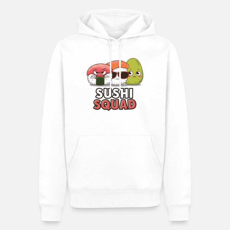 Sushi Squad – Mignon et coquin - Sweat à capuche Premium bio Homme - blanc