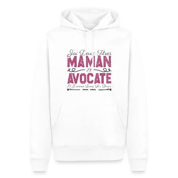 J'ai deux titres maman et Avocate. Cadeau Maman - Sweat à capuche Premium bio Homme - blanc - Devant - Nico (187cm)