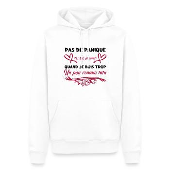 Pas de panique parfois je Vomis comme tata - Sweat à capuche Premium bio Homme - blanc - Devant - Nico (187cm)