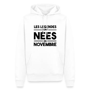 les légendes sont nées en novembre - Sweat à capuche Premium bio Homme - blanc - Devant - Nico (187cm)