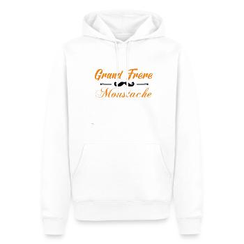 grand frère moustache, Idée cadeau d'élégance. - Sweat à capuche Premium bio Homme - blanc - Devant - Nico (187cm)