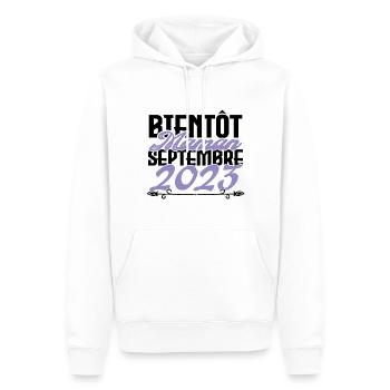 Annonce grossesse. bientôt Maman Septembre 2023. - Sweat à capuche Premium bio Homme - blanc - Devant - Nico (187cm)