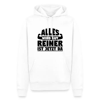 Alles wird gut Reiner ist jetzt da - Männer Premium Bio Hoodie - Weiß - Vorne - Nico (187cm)