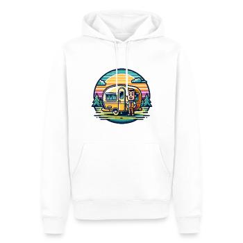 Camping camping-car caravane - Sweat à capuche Premium bio Homme - blanc - Devant - Nico (187cm)
