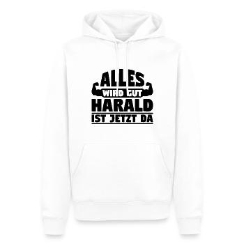 Alles wird gut Harald ist jetzt da - Männer Premium Bio Hoodie - Weiß - Vorne - Nico (187cm)