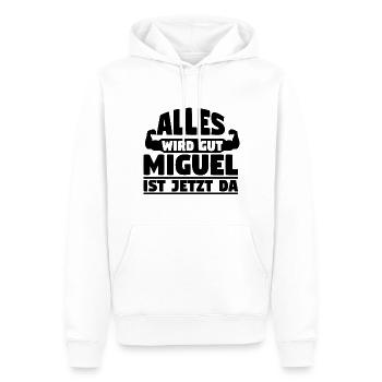 Alles wird gut Miguel ist jetzt da - Männer Premium Bio Hoodie - Weiß - Vorne - Nico (187cm)