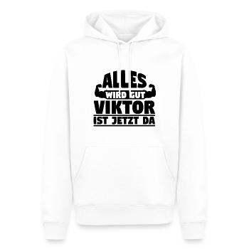 Alles wird gut Viktor ist jetzt da - Männer Premium Bio Hoodie - Weiß - Vorne - Nico (187cm)