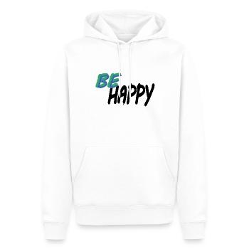 BE HAPPY vert/bleu - Sweat à capuche Premium bio Homme - blanc - Devant - Nico (187cm)