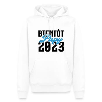 Cadeau Annonce grossesse bientôt Papy 2023. - Sweat à capuche Premium bio Homme - blanc - Devant - Nico (187cm)