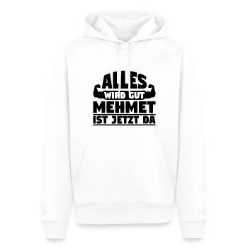 Alles wird gut Mehmet ist jetzt da - Männer Premium Bio Hoodie - Weiß - Vorne - Nico (187cm)