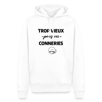 Trop vieux pour ces conneries. Humour grand-père. - Sweat à capuche Premium bio Homme - blanc - Devant - Nico (187cm)