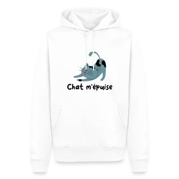 Chat m épuise Cadeau humour personnalisé - Sweat à capuche Premium bio Homme - blanc - Devant - Nico (187cm)