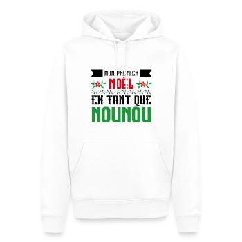 Mon Premier Noel tant que nounou - Sweat à capuche Premium bio Homme - blanc - Devant - Nico (187cm)