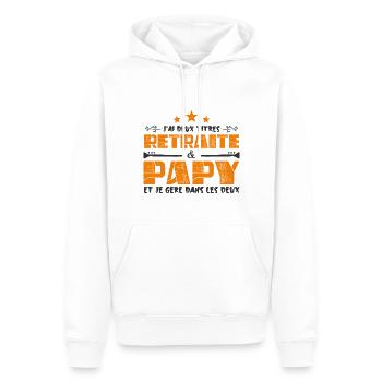 J'ai deux titres Retraite et Papy. Cadeau - Sweat à capuche Premium bio Homme - blanc - Devant - Nico (187cm)