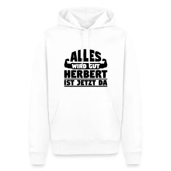 Alles wird gut Herbert ist jetzt da - Männer Premium Bio Hoodie - Weiß - Vorne - Nico (187cm)