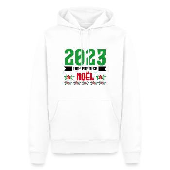 Mon Premier Noel 2023 - Sweat à capuche Premium bio Homme - blanc - Devant - Nico (187cm)