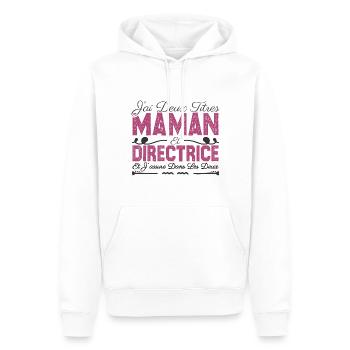 J'ai deux titres maman et directrice. Cadeau Maman - Sweat à capuche Premium bio Homme - blanc - Devant - Nico (187cm)