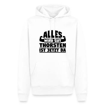 Alles wird gut Thorsten ist jetzt da - Männer Premium Bio Hoodie - Weiß - Vorne - Nico (187cm)