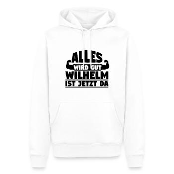 Alles wird gut Wilhelm ist jetzt da - Männer Premium Bio Hoodie - Weiß - Vorne - Nico (187cm)