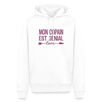 Mon Copain est génial, cadeau copain.cadeau copine - Sweat à capuche Premium bio Homme - blanc - Devant - Nico (187cm)