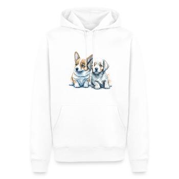 Aquarellmalerei von Labrador- und Corgi-Welpen - Männer Premium Bio Hoodie - Weiß - Vorne - Nico (187cm)