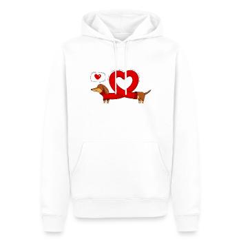 Teckel et cœur - Sweat à capuche Premium bio Homme - blanc - Devant - Nico (187cm)