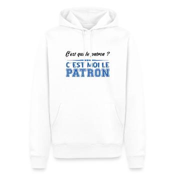 Patron C est Moi Le Patron Papa Idée Cadeau Papy - Sweat à capuche Premium bio Homme - blanc - Devant - Nico (187cm)