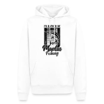 I'd Rather Be Marlin Fish Fishing Funny Fisherman - Men’s Premium Organic Hoodie - white - Front - Nico (187cm)