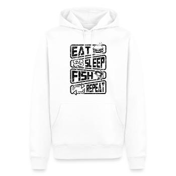 Fisherman Funny Fishing Eat Sleep Fish Repeat - Men’s Premium Organic Hoodie - white - Front - Nico (187cm)