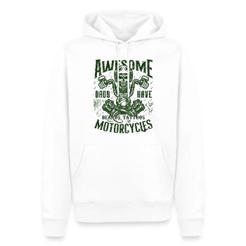 MOTORBIKE DAD WITH BEARD TATTOOS GREEN PRINT - Men’s Premium Organic Hoodie - white - Front - Nico (187cm)