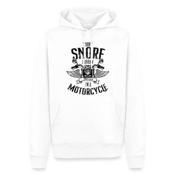 Ich schnarche nicht, ich träume, dass ich ein Motorrad bin lustig - Männer Premium Bio Hoodie - Weiß - Vorne - Nico (187cm)