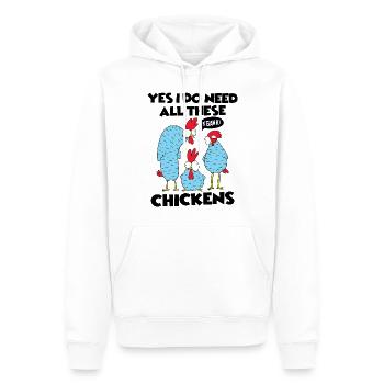 Oui, j’ai vraiment besoin de tous ces poulets drôles de fermier - Sweat à capuche Premium bio Homme - blanc - Devant - Nico (187cm)