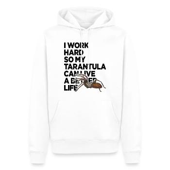 Ich arbeite hart, damit meine Vogelspinne ein besseres Leben haben kann - Männer Premium Bio Hoodie - Weiß - Vorne - Nico (187cm)