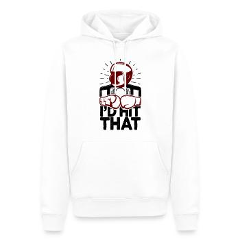 Ich würde diesen lustigen Box-Retro-Boxer treffen - Männer Premium Bio Hoodie - Weiß - Vorne - Nico (187cm)