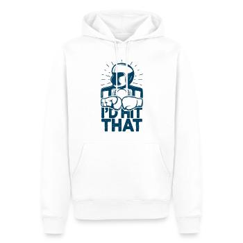 Ich würde diesen lustigen Box-Retro-Boxer treffen - Männer Premium Bio Hoodie - Weiß - Vorne - Nico (187cm)