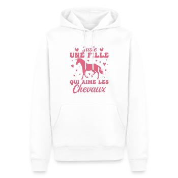 Juste Une Fille Qui Aime Les Cheveux ! - Sweat à capuche Premium bio Homme - blanc - Devant - Nico (187cm)