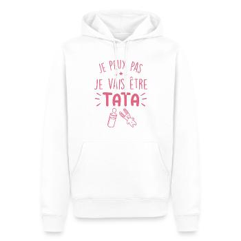Je Peux Pas, Je Vais Être TATA - Sweat à capuche Premium bio Homme - blanc - Devant - Nico (187cm)