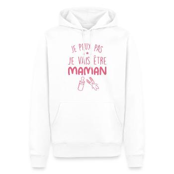 Je Peux Pas, Je Vais Être MAMAN - Sweat à capuche Premium bio Homme - blanc - Devant - Nico (187cm)