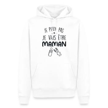 Je Peux Pas, Je Vais Être MAMAN - Sweat à capuche Premium bio Homme - blanc - Devant - Nico (187cm)