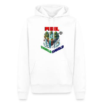 Retro Pixel Island World - Men’s Premium Organic Hoodie - white - Front - Nico (187cm)