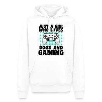 Gamer und Hundeliebhaber und Videospiele - Männer Premium Bio Hoodie - Weiß - Vorne - Nico (187cm)
