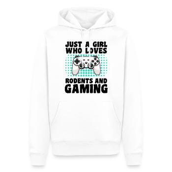 Gamer et Rongeurs : Jeux Vidéo et Petits Compagnon - Sweat à capuche Premium bio Homme - blanc - Devant - Nico (187cm)